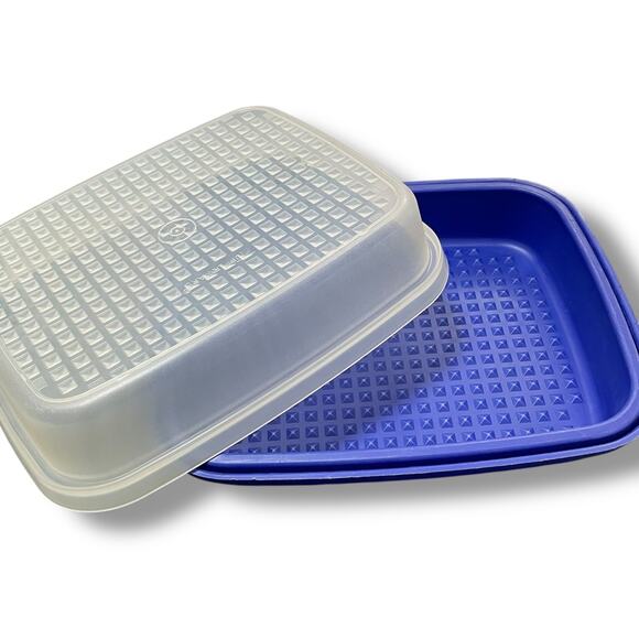 Tupperware Meat Marinade Container Large Dome Season Serve Stack 1294 1295 Blue - Picture 9 of 9